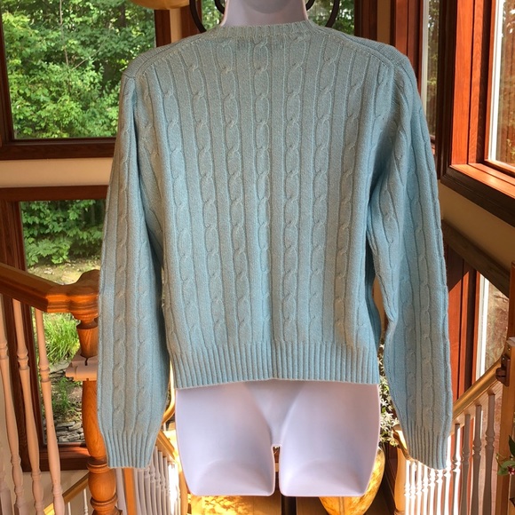 J. McLaughlin light teal sculpted cashmere sweater - Picture 2 of 4